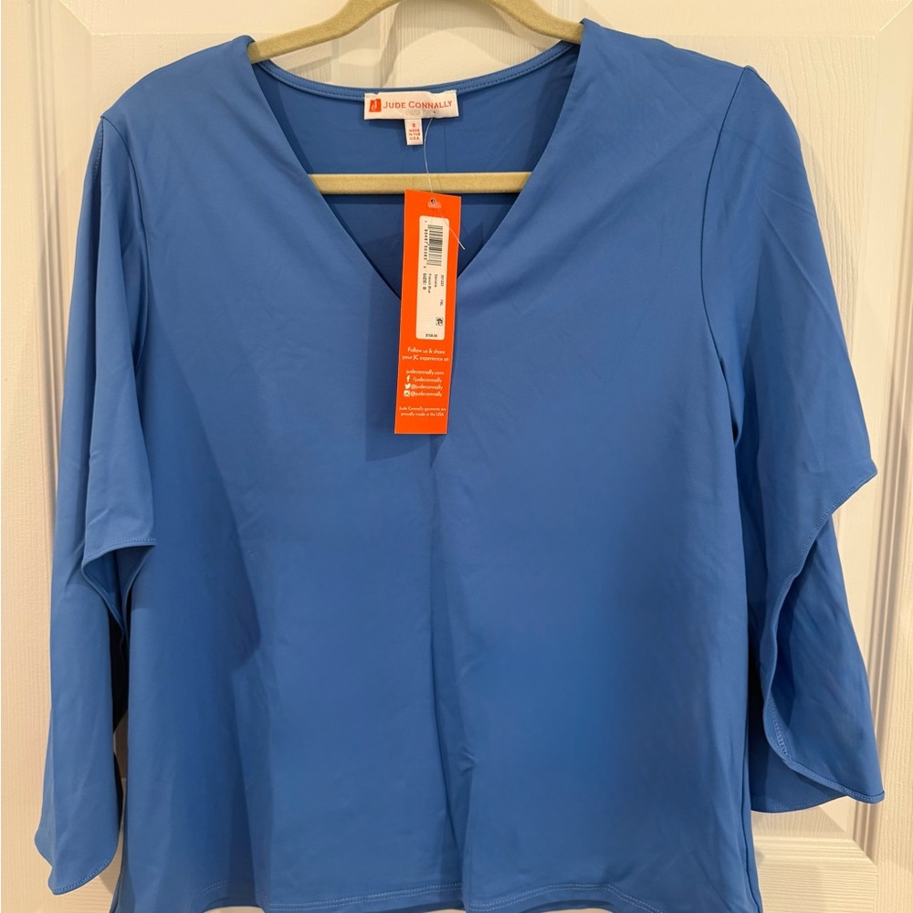 Jude Connally Daniella Women's Blue V-Neck Blouse